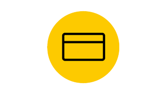 Outline of card on a yellow circle background