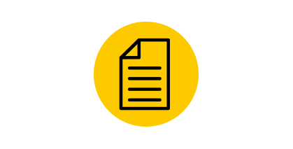 A paper with the corner folded inside a yellow circle background